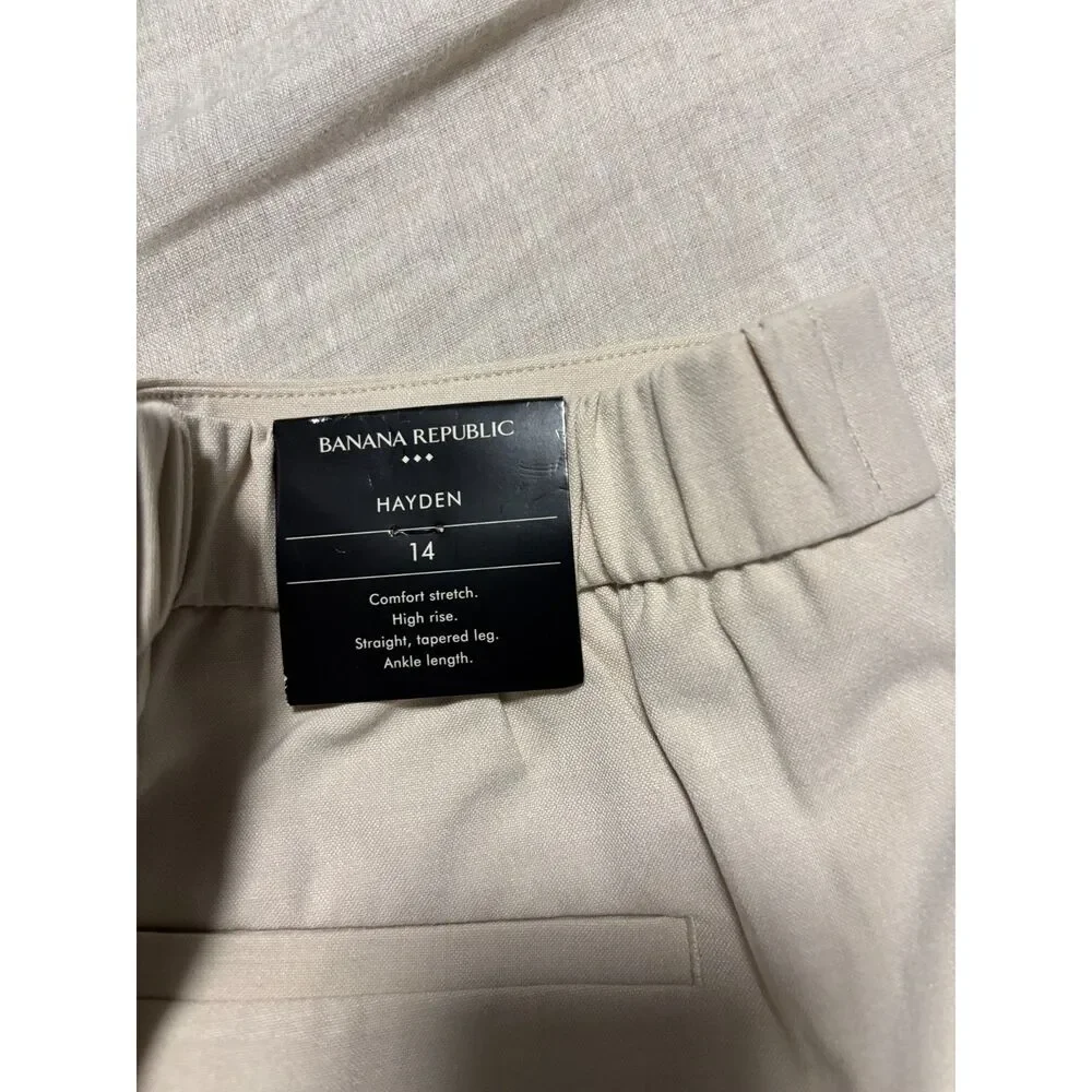 Banana Republic Pants Womens Sz 14 Hayden High Rise Straight Linen Blend NEW
